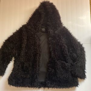 Super fuzzy, comfy, black faux fur jacket
